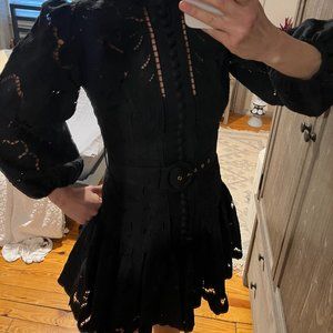 ZIMMERMAN Cotton and Linen Black dress with Silk Slip Size 1